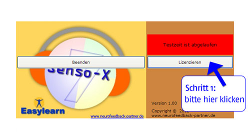 Schritt 1: Freischaltung Senso-X